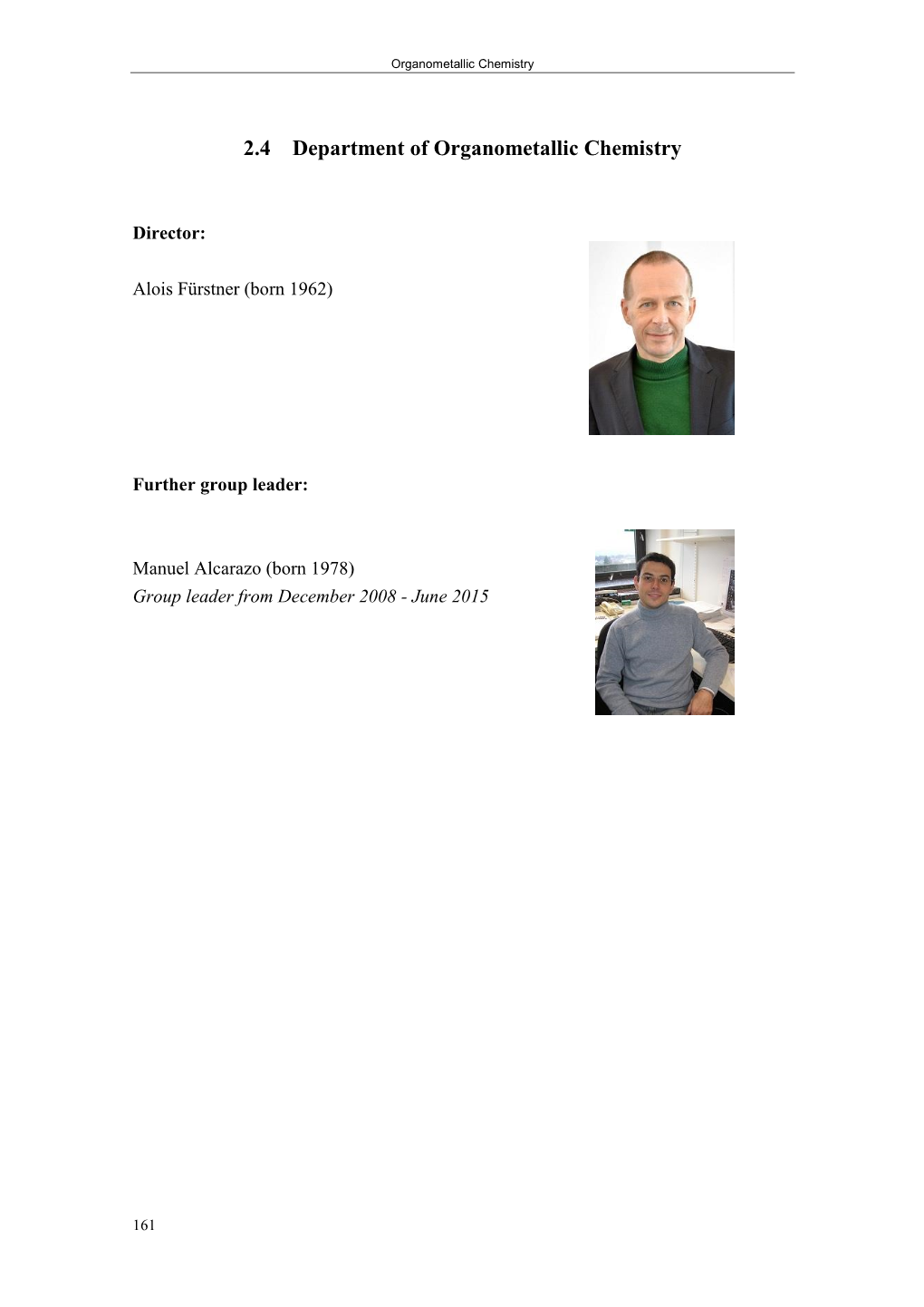 2.4 Department of Organometallic Chemistry