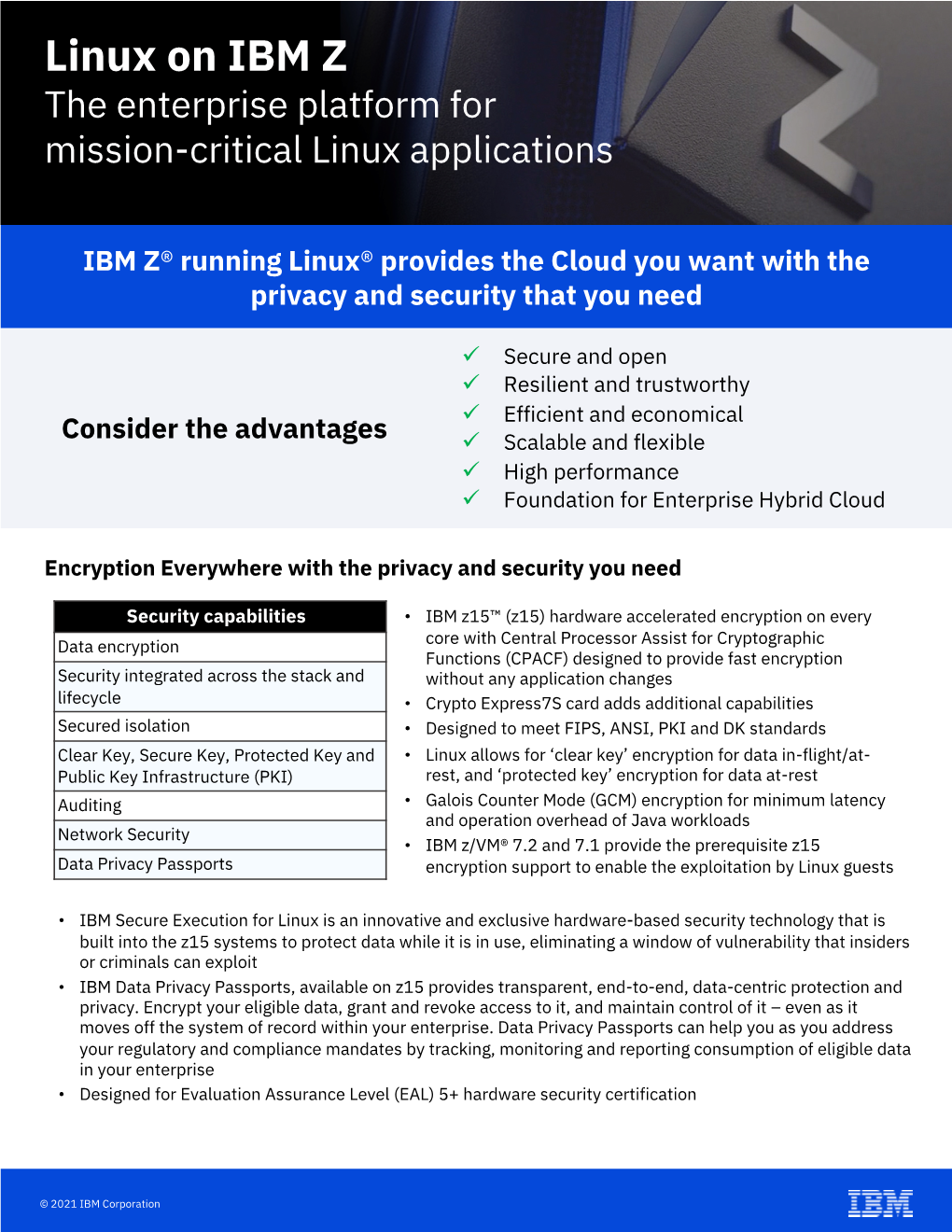 Linux on IBM Z the Enterprise Platform for Mission-Critical Linux Applications