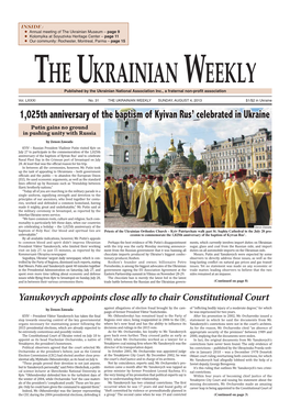 1,025Th Anniversary of the Baptism of Kyivan Rus' Celebrated in Ukraine