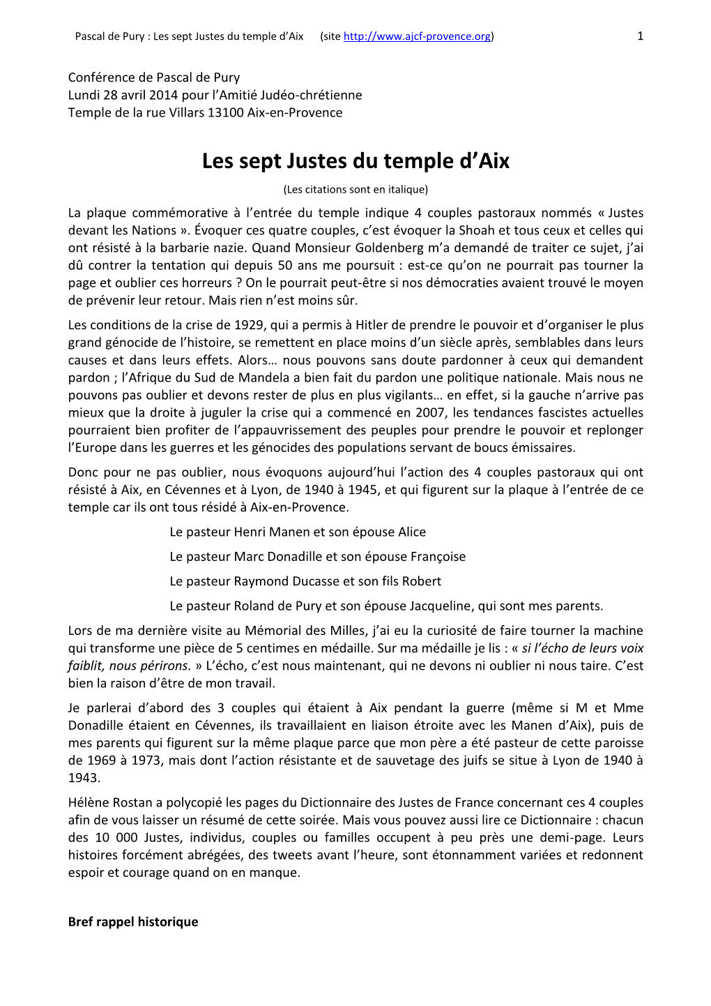 Les Sept Justes Du Temple D'aix