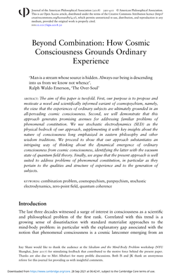 How Cosmic Consciousness Grounds Ordinary Experience