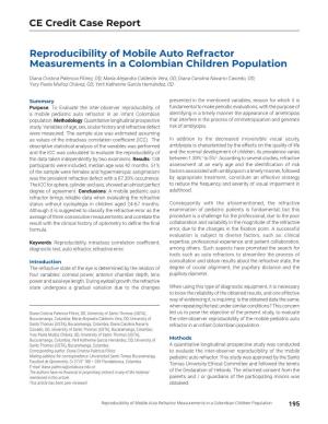 Reproducibility of Mobile Auto Refractor Measurements in a Colombian Children Population