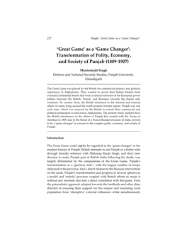 'Game Changer': Transformation of Polity, Economy, and Society Of