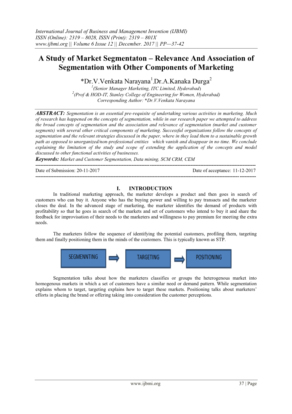 A Study of Market Segmentaton – Relevance and Association of Segmentation with Other Components of Marketing