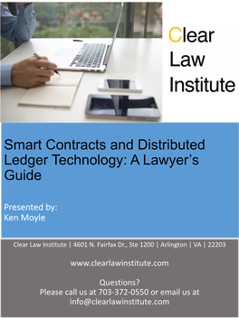 Smart Contracts and Distributed Ledger Technology: a Lawyer’S Guide