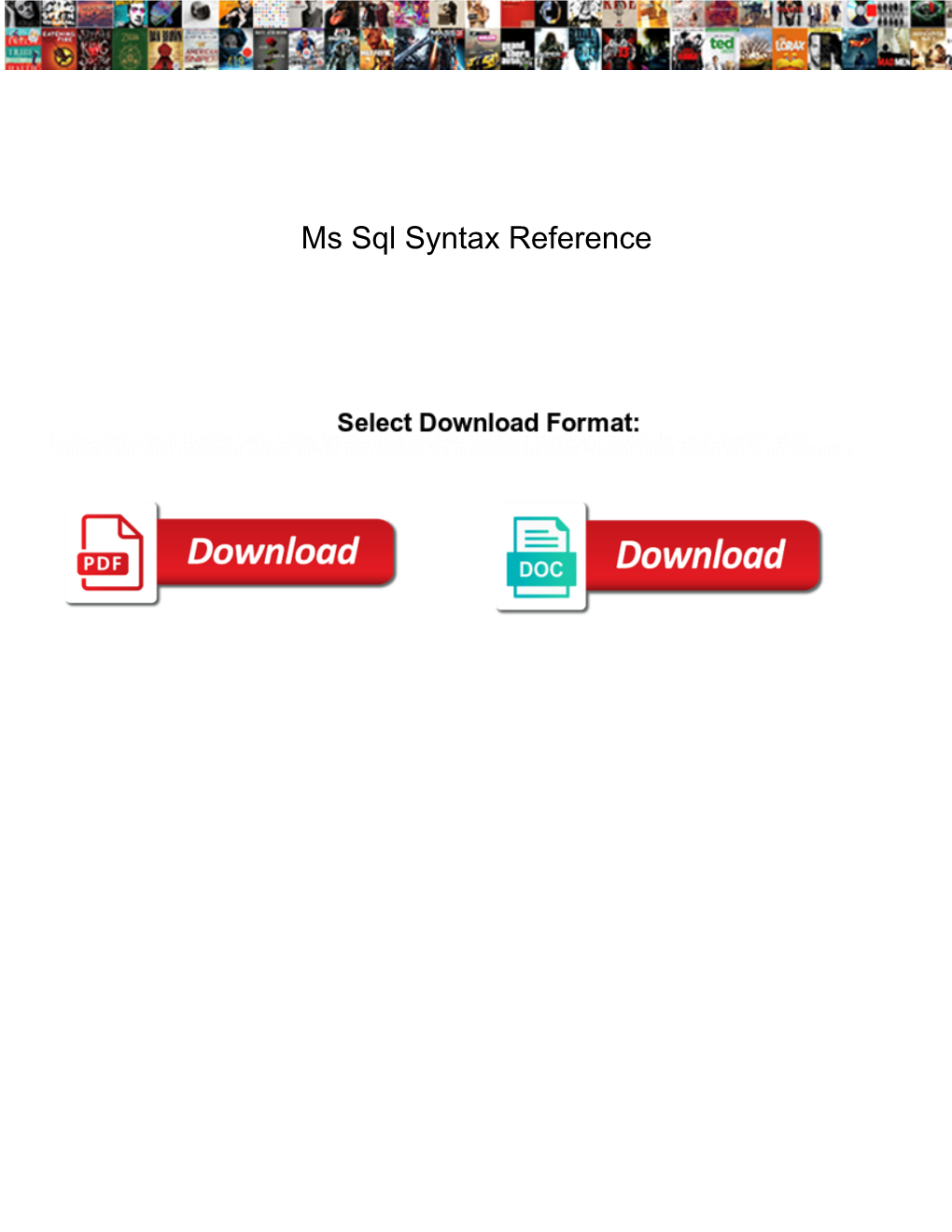 Ms Sql Syntax Reference