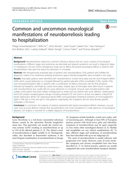 Common and Uncommon Neurological Manifestations of Neuroborreliosis
