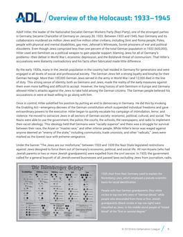 Overview of the Holocaust: 1933–1945