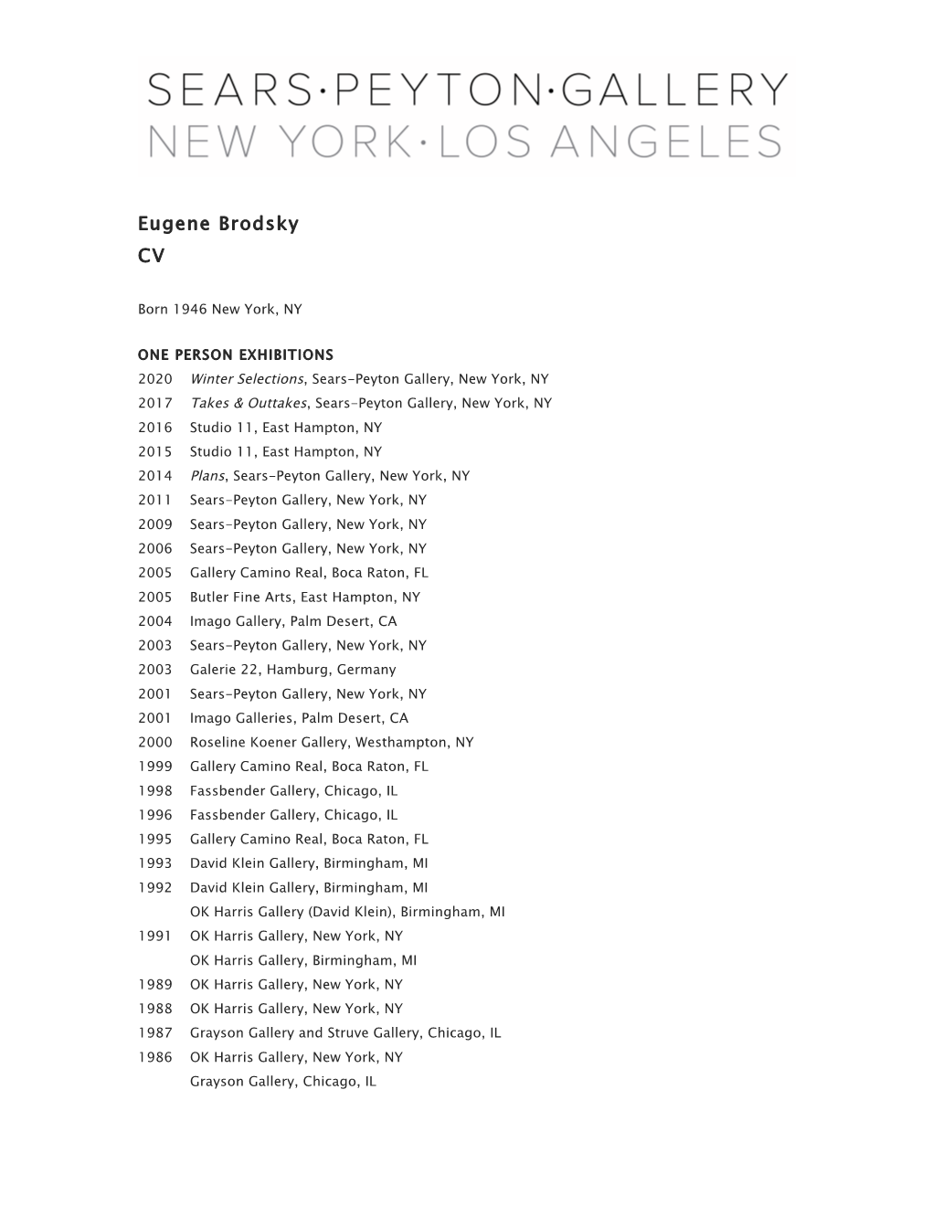 Eugene Brodsky CV