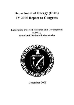 FY 2005 LDRD Report to Congress