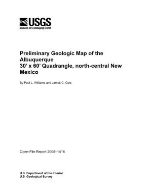 Preliminary Geologic Map of the Albuquerque 30' X 60' Quadrangle