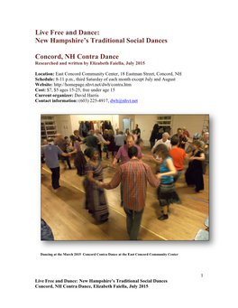 New Hampshire's Traditional Social Dances Concord, NH Contra Dance
