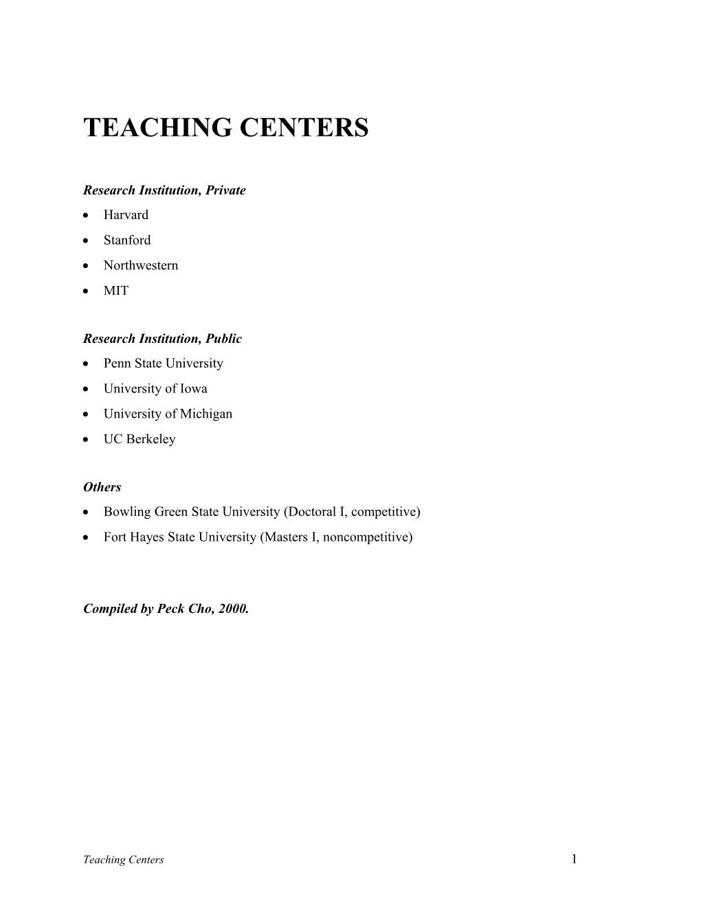 Teaching Centers