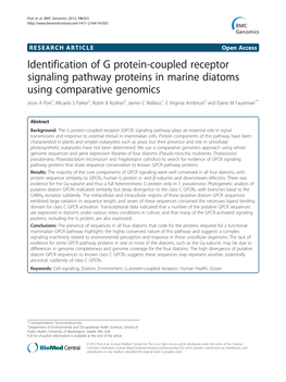 Identification of G Protein-Coupled Receptor Signaling Pathway Proteins
