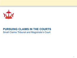 Small Claims Tribunal – the Claim