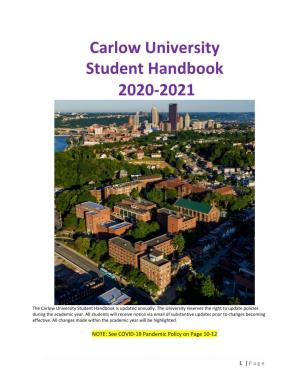 2020-2021 Carlow University Student Handbook