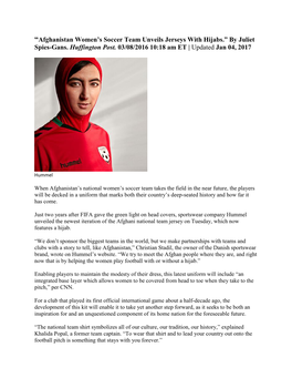 “Afghanistan Women's Soccer Team Unveils Jerseys with Hijabs.” By