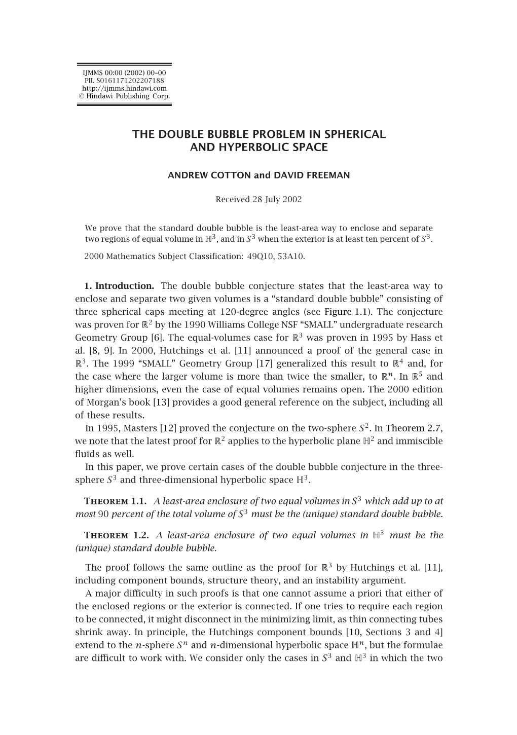 The Double Bubble Problem in Spherical and Hyperbolic Space