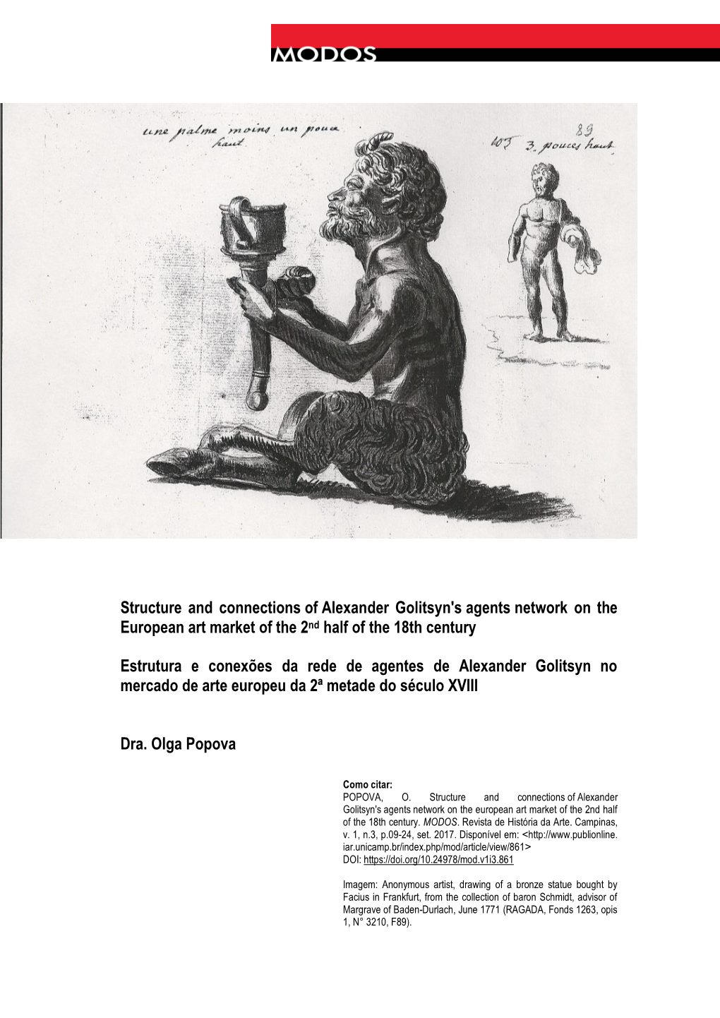 Structure and Connections of Alexander Golitsyn's Agents Network on the European Art Market of the 2Nd Half of the 18Th Century