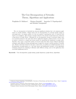 The Core Decomposition of Networks: Theory, Algorithms and Applications