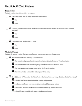 Ch. 11 & 12 Test Review