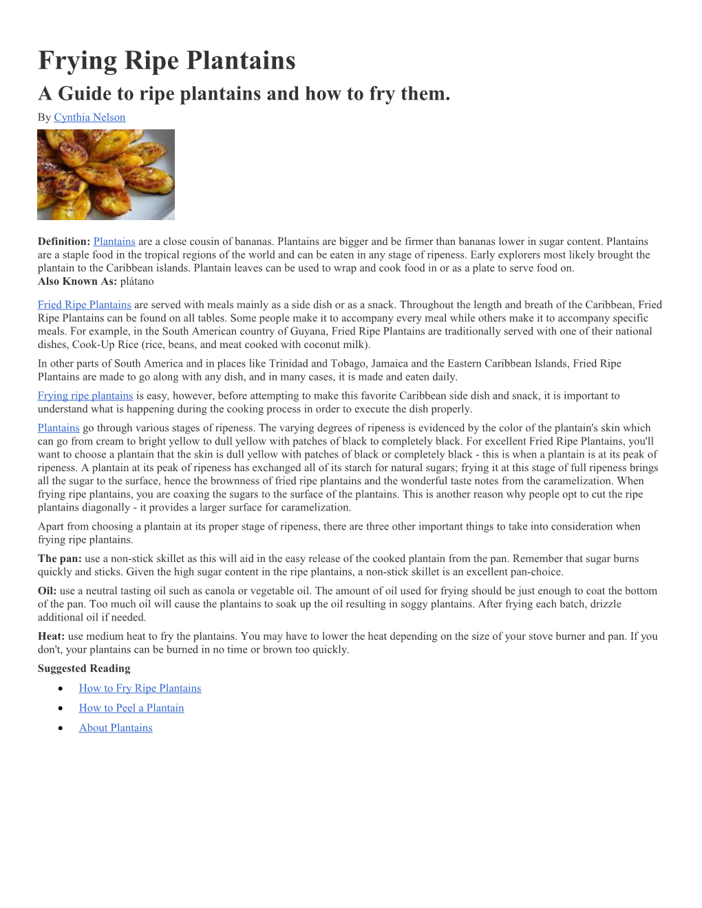 A Guide to Ripe Plantains and How to Fry Them