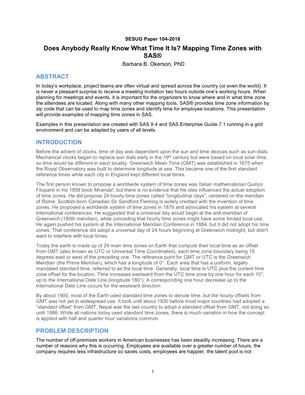 Mapping Time Zones with SAS® Barbara B