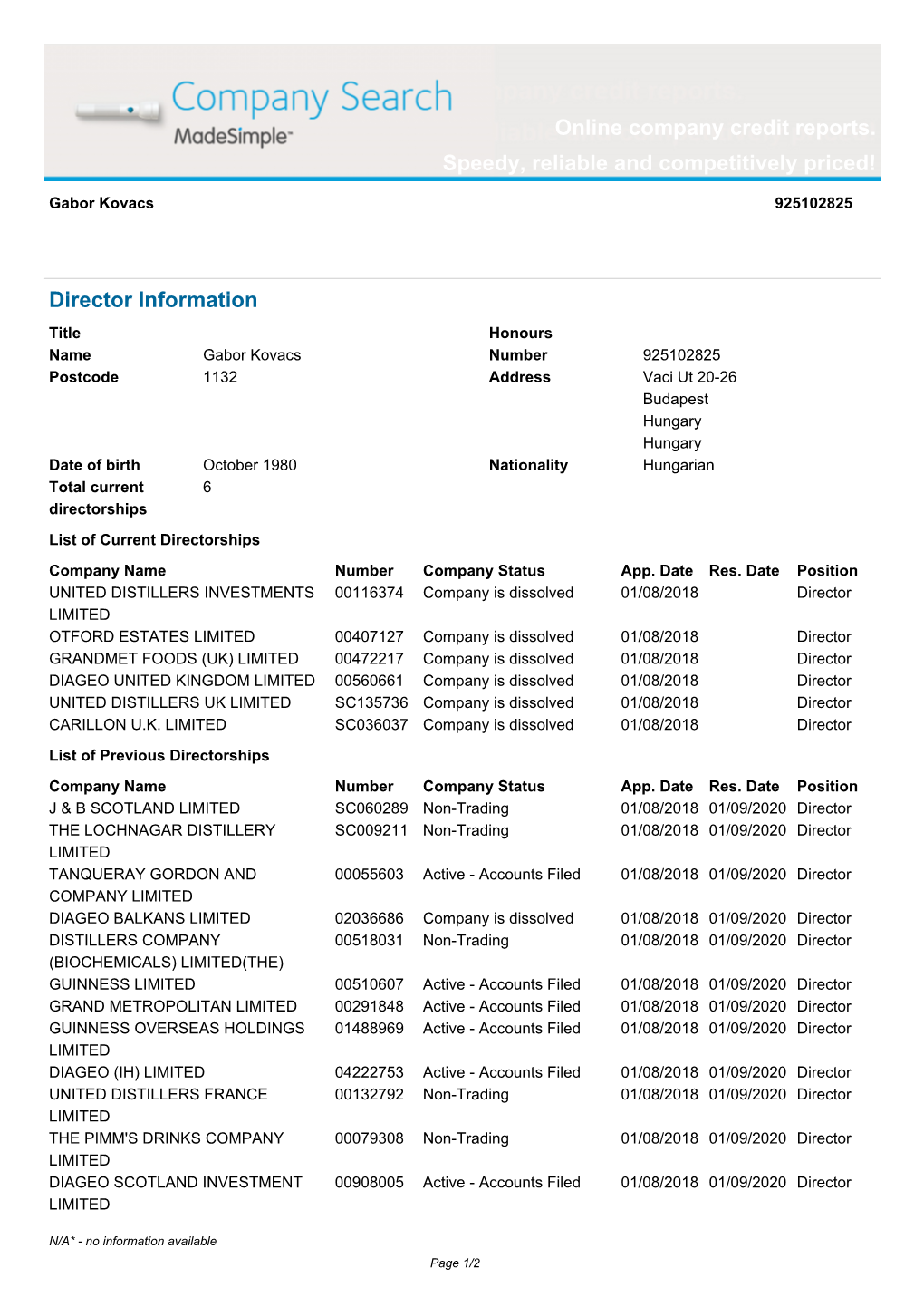 Online Company Credit Reports. Speedy, Reliable and Competitively Priced!