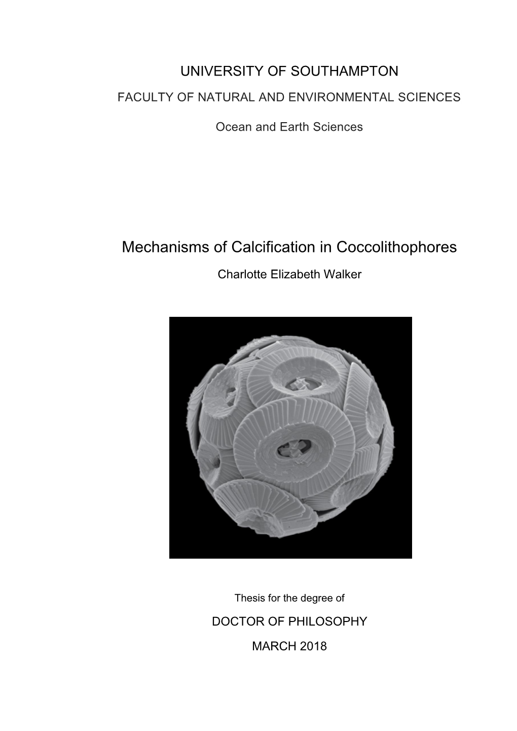 Mechanisms Of Calcification In Coccolithophores - DocsLib