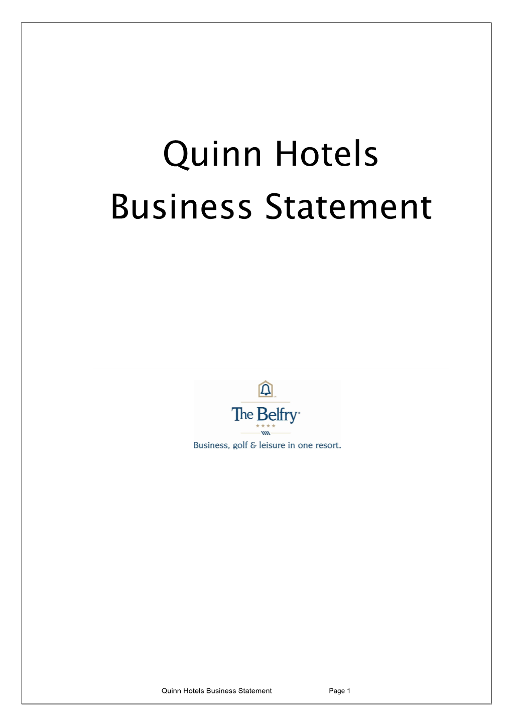 Quinn Hotels Business Statement Page 1