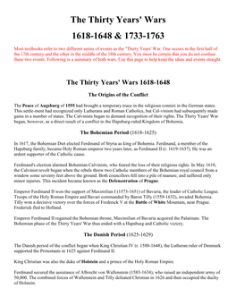 The Thirty Years' Wars 1618-1648 & 1733-1763