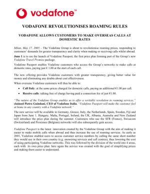 Vodafone Revolutionises Roaming Rules