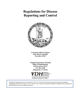 Regulations for Disease Reporting and Control