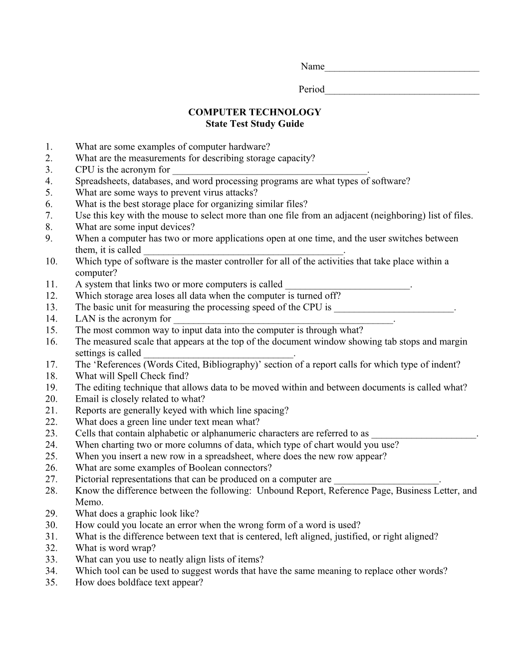 State Test Study Guide
