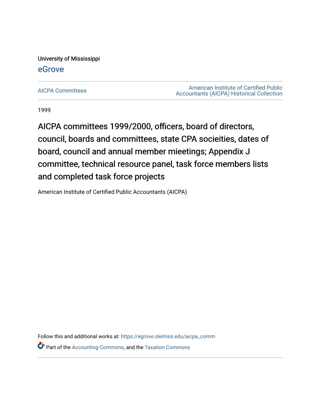 AICPA Committees 1999/2000, Officers, Board of Directors, Council