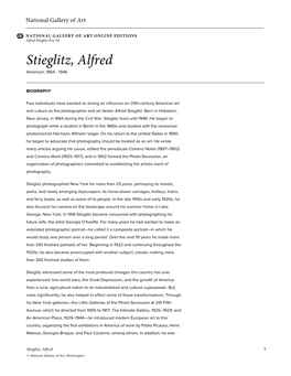 Stieglitz, Alfred American, 1864 - 1946