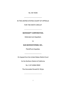 Microsoft Corporation Vs. Sun Microsystems, Inc., U.S. Court Of