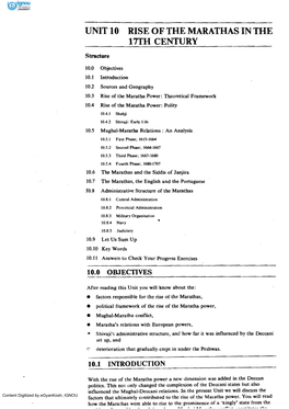 Unit 10 Rise of the Marathas in the 17Th Century