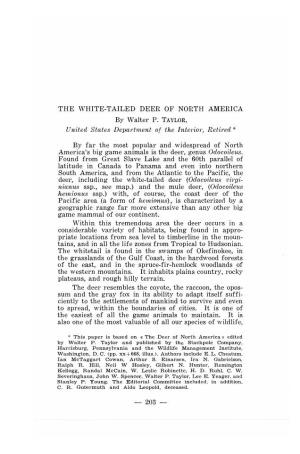 THE WHITE-TAILED DEER of NORTH AMERICA by Walter P. TAYLOR, United States Department of the Interior, Retired