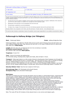 Pulborough to Halfway Bridge (Via Tillington)