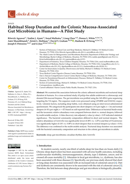 Habitual Sleep Duration and the Colonic Mucosa-Associated Gut Microbiota in Humans—A Pilot Study