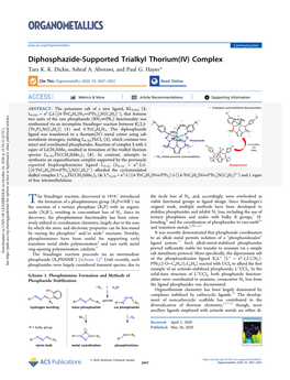 Diphosphazide-Supported Trialkyl Thorium(IV) Complex Tara K