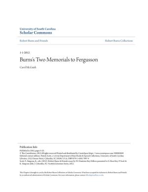 Burns's Two Memorials to Fergusson Carol Mcguirk