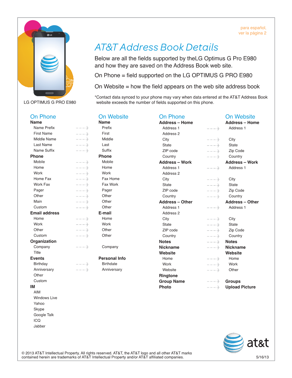 AT&T Address Book Details