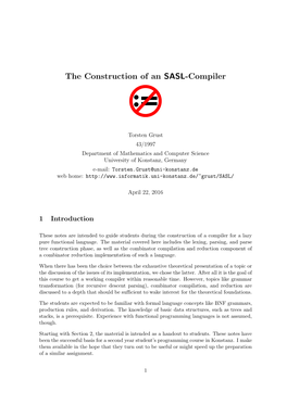 The Construction of an SASL-Compiler