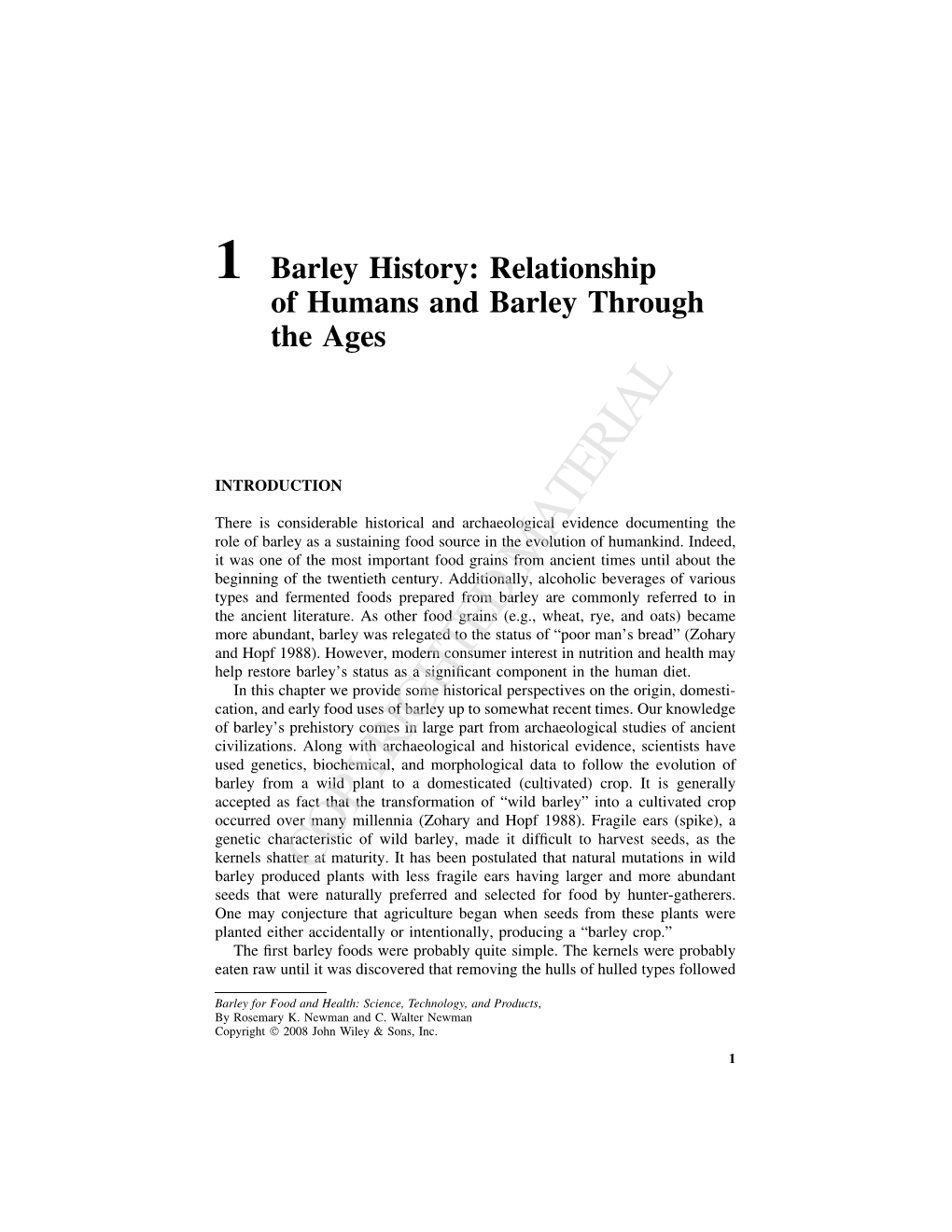 1 Barley History: Relationship of Humans and Barley Through the Ages