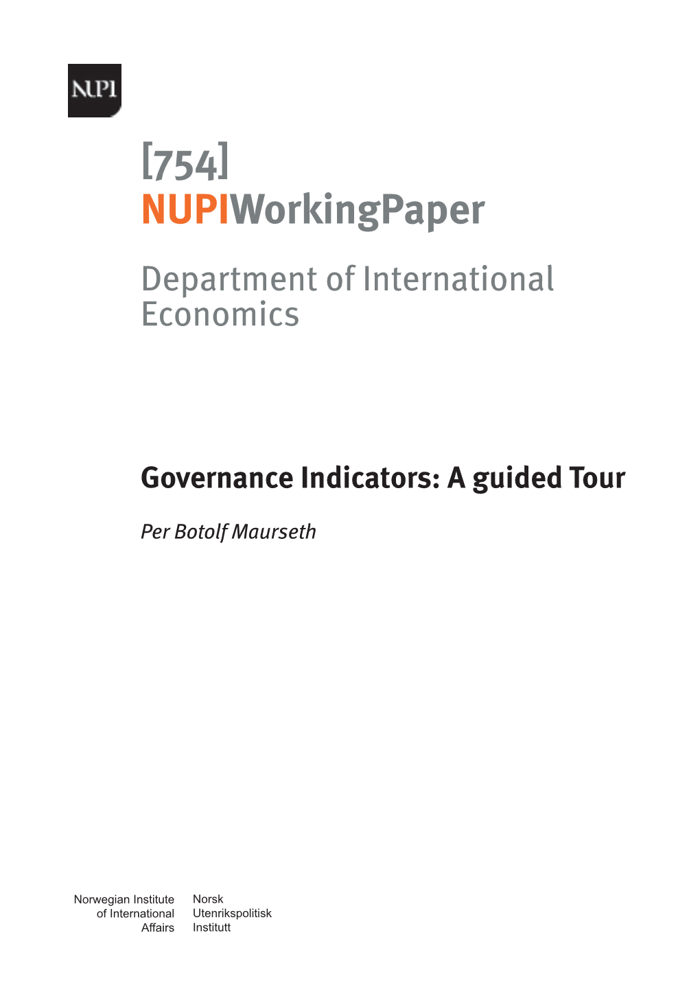 Governance Indicators: a Guided Tour