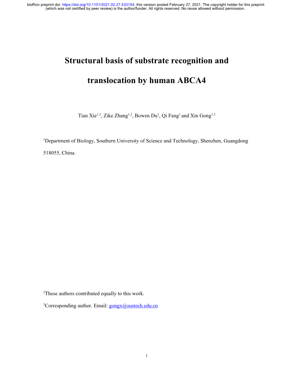 Structural Basis of Substrate Recognition And