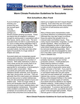 Warm Climate Production Guidelines for Succulents