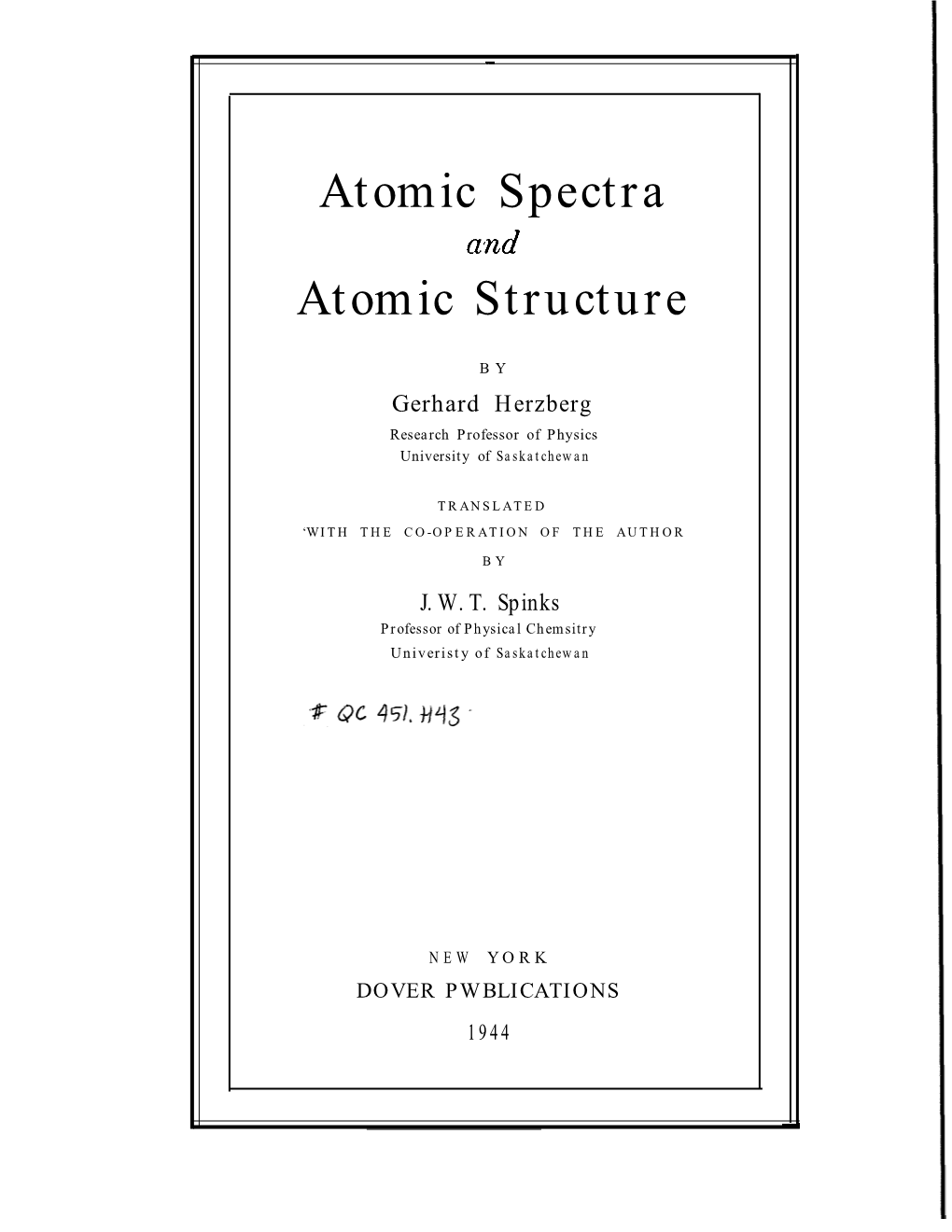 Atomic Spectra Atomic Structure